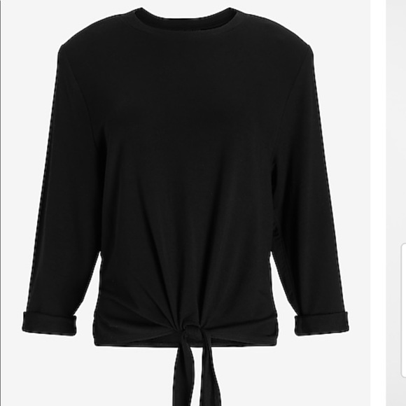 Express Soft Tie Front Sweatshirt (black) (XL) - Picture 4 of 7